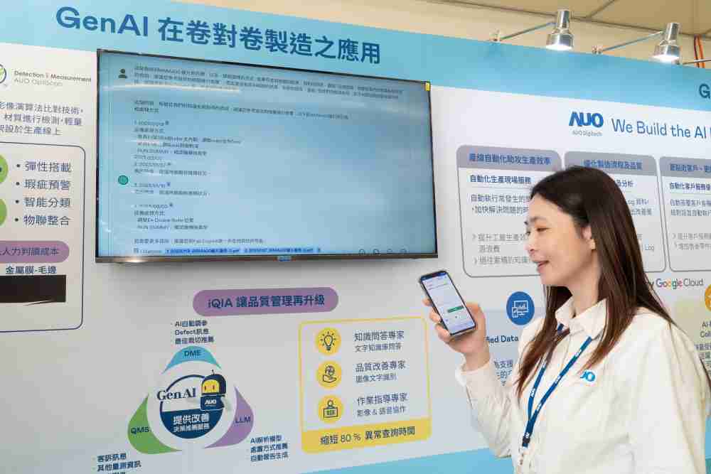 开云电子数位积极发展数智化转型，，，透过AI落地应用优化制造流程，，，，革新人力、、生产效率与设备维护效益，，图为〝智能质量推升助手-iQIA〞（Intelligent quality improve assistant）应用情境，，，，协助质量管理再升级。。。