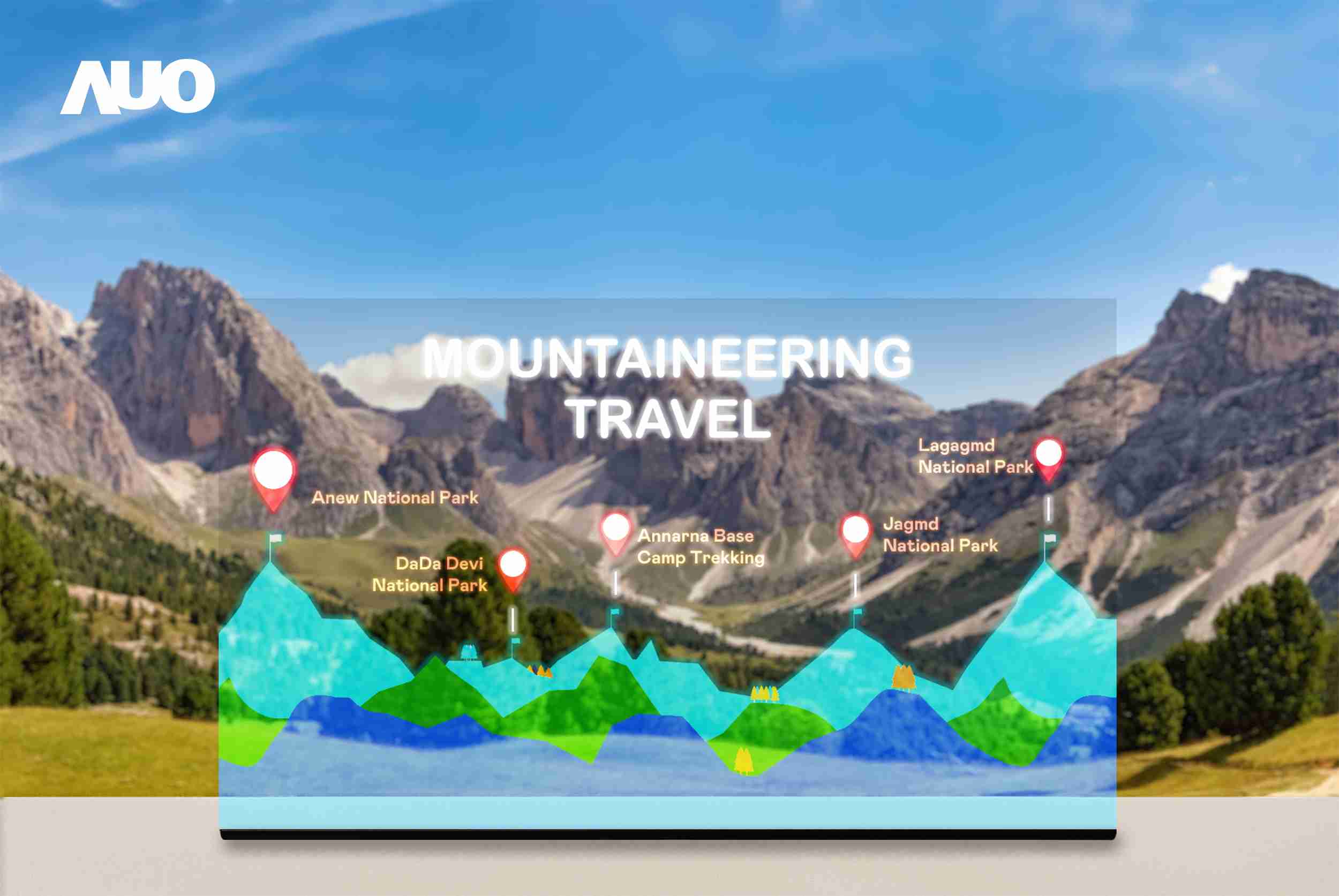 开云电子展示全球单片尺寸最大(*)42吋透明Micro LED显示器拼接而成的〝64吋透明Micro LED显示器〞，，，，具备高透明度、、、1,000 nits高亮度、、、广色域、、、采用三边无边框的无缝拼接等多重特色，，，呈现超高清、、、细腻画质而不遮挡后方视觉，，，，满足层峰需求，，可广泛运用于零售、、、艺术展览或商业空间等场域